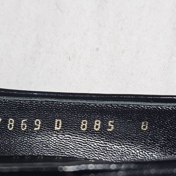 Salvatore Ferragamo Classic Black Calves Leather & Patent Leather Slip On Heels - Picture 12 of 13